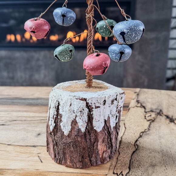 Primitive Rustic Country Christmas w Wire Trunk/Branches and Colorful Bells-22”H - Picture 2 of 6